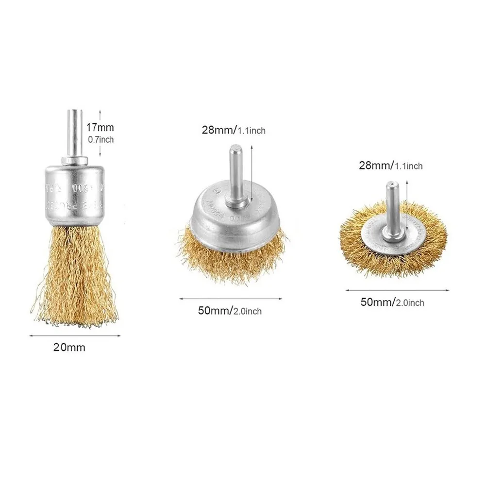 

6Pcs/set 6mm Wire Brush For Drill Attachment Brass Coated Polishing Brushes Home Hand Tool Accessories