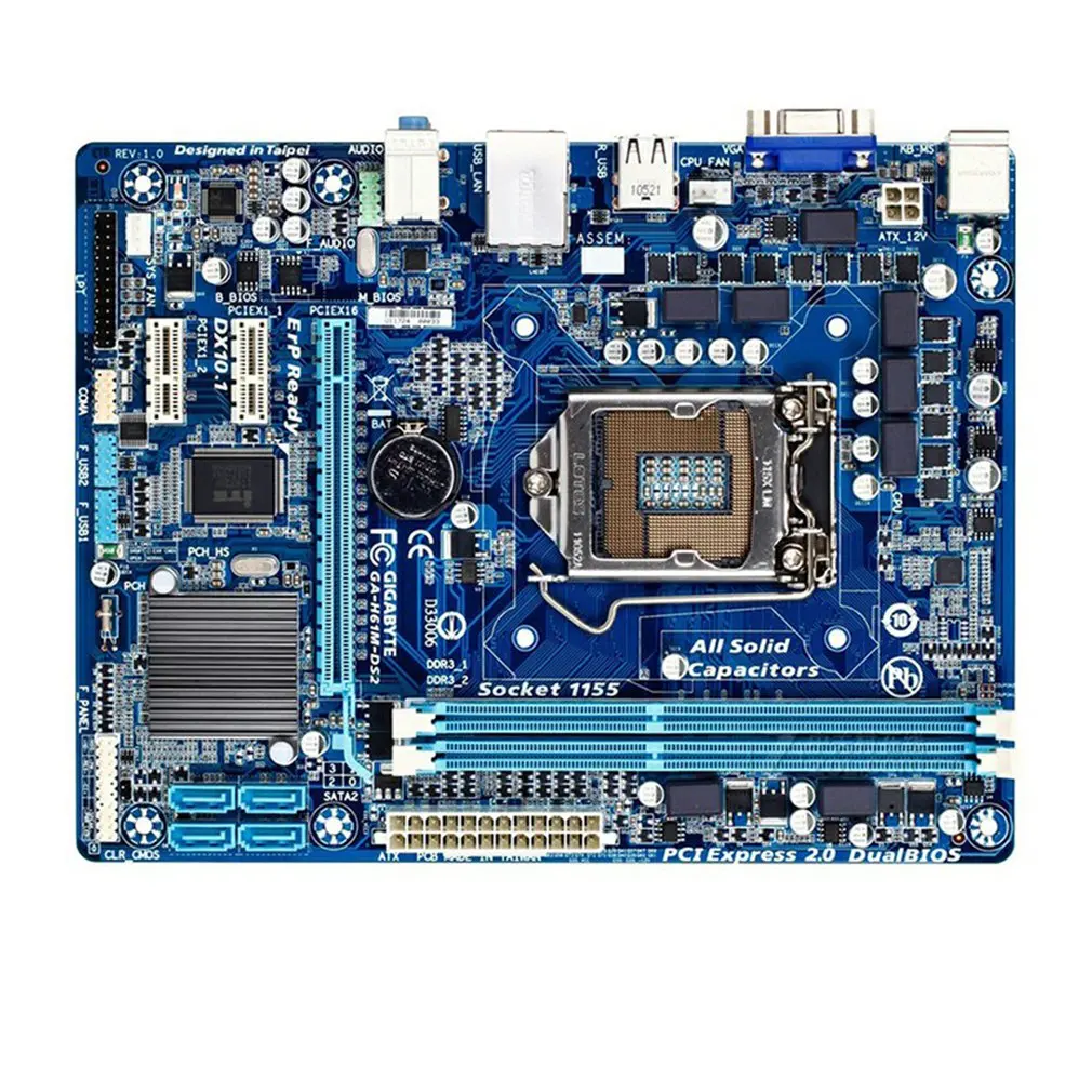 

Desktop Mother Board For H61M-DS2 Socket LGA 1155 In Tel CPU Interface DDR3 16G Dual Channel Memory VGA Interface