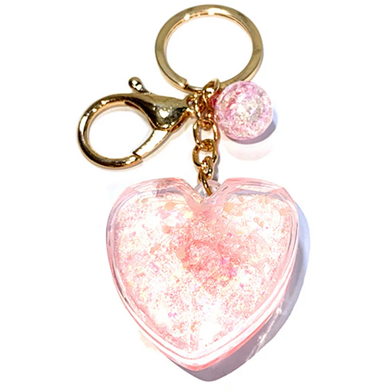Блестящий зыбучий песок брелок в форме сердца Звездная пудра движущаяся