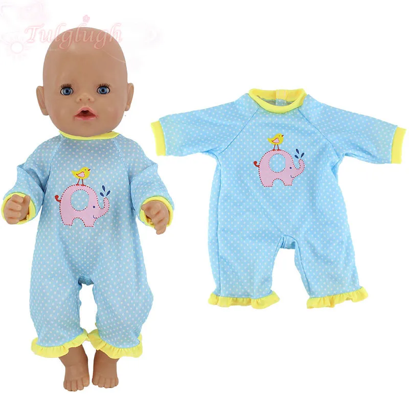 

New Blue Elephant Jumpsuits Wear For 18Inch American Doll Girl Toy,43cm Born Baby Doll Clothes Accessories Gift