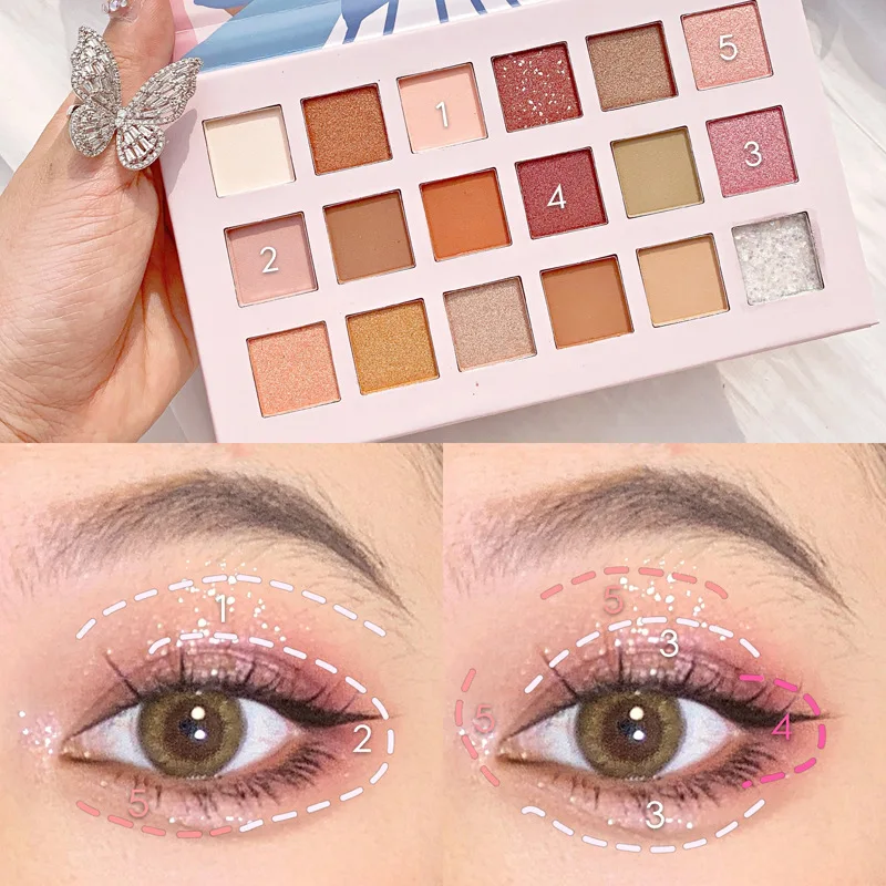 

18 Colors Eyeshadow Palette Matte Shimmering Naturally Long Lasting No Smudging Eye Shadow SK88