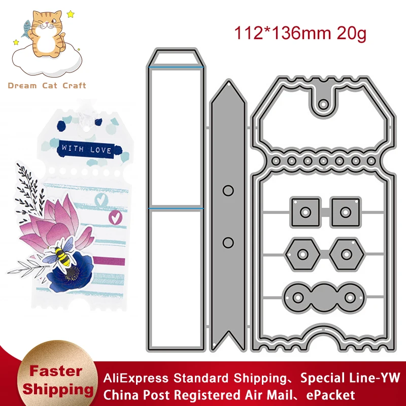 

2021 Christmas Cut Die Label Tag Metal Cutting Dies Decorative Scrapbooking Steel Craft Die Cut Embossing Paper Cards Stencils