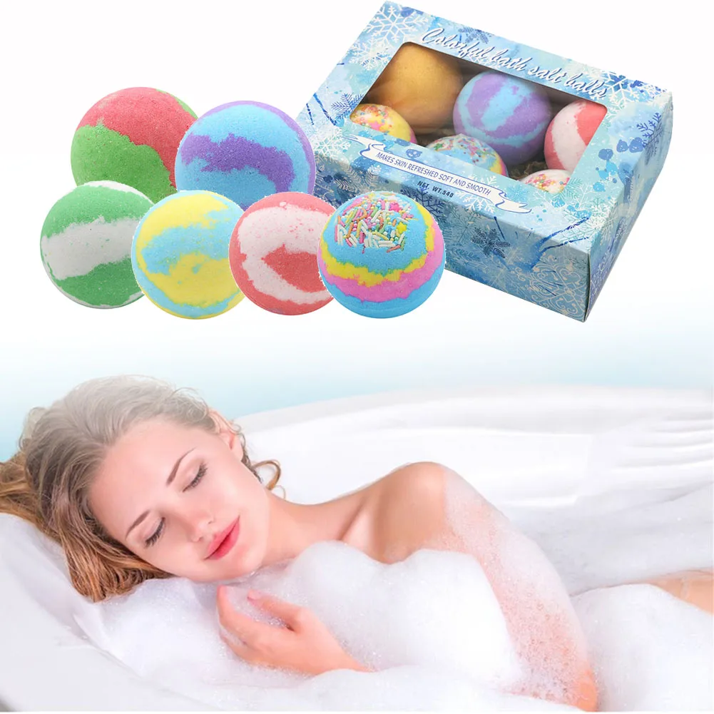 

6pcs Natural Organic Bubble Bath Bombs Ball Handmade Salt Balls Soften Cuticle Bubble Bath Care for Moisturizing Skin Home SPA