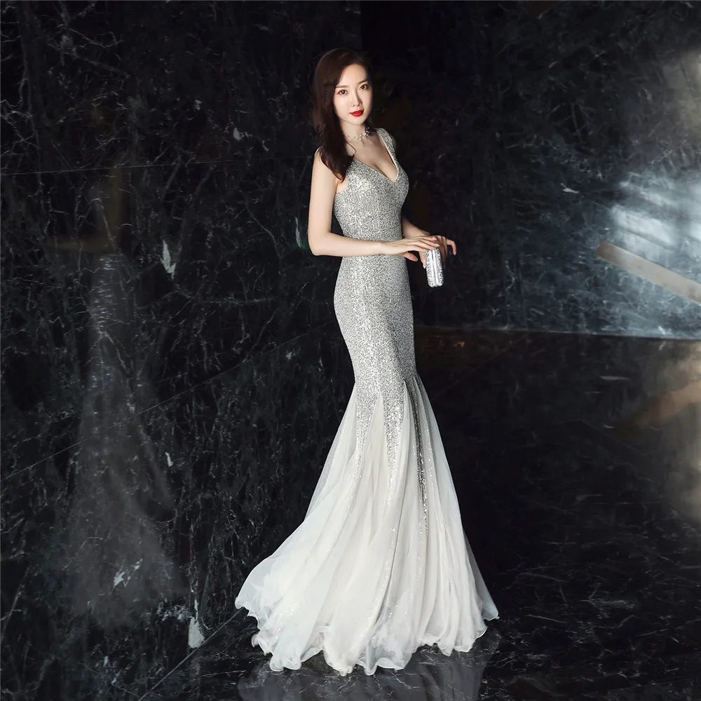 AE478 Robe De Soiree сексуальные с v образным вырезом Длинные элегантные вечерние платья
