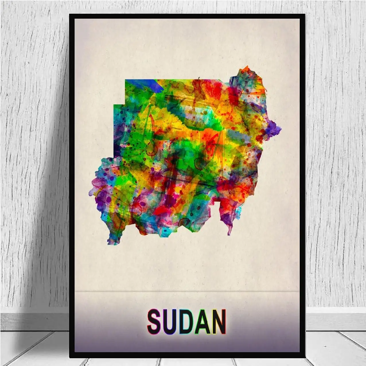 

Sudan Map in Watercolor Canvas Painting Wall Art Pictures Prints Home Decor Wall Poster Decoration For Living Room No Frame