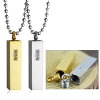 cubic shape pendant urns for ashes cremation jewellry stainless steel memorial openable bottle necklace for men women