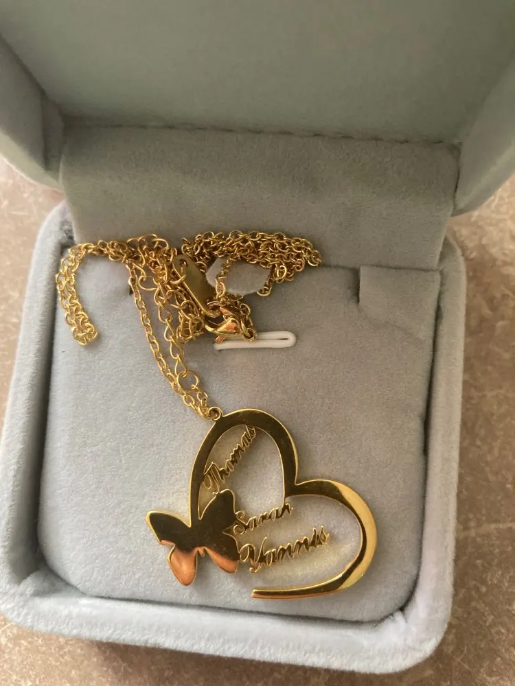 Ожерелье с подвеской-бабочкой и сердцем для женщин мужчин ожерелья из