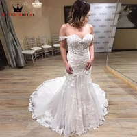 sexy mermaid wedding dresses for women tulle lace beaded vintage bride dresses marriage custom size jz46