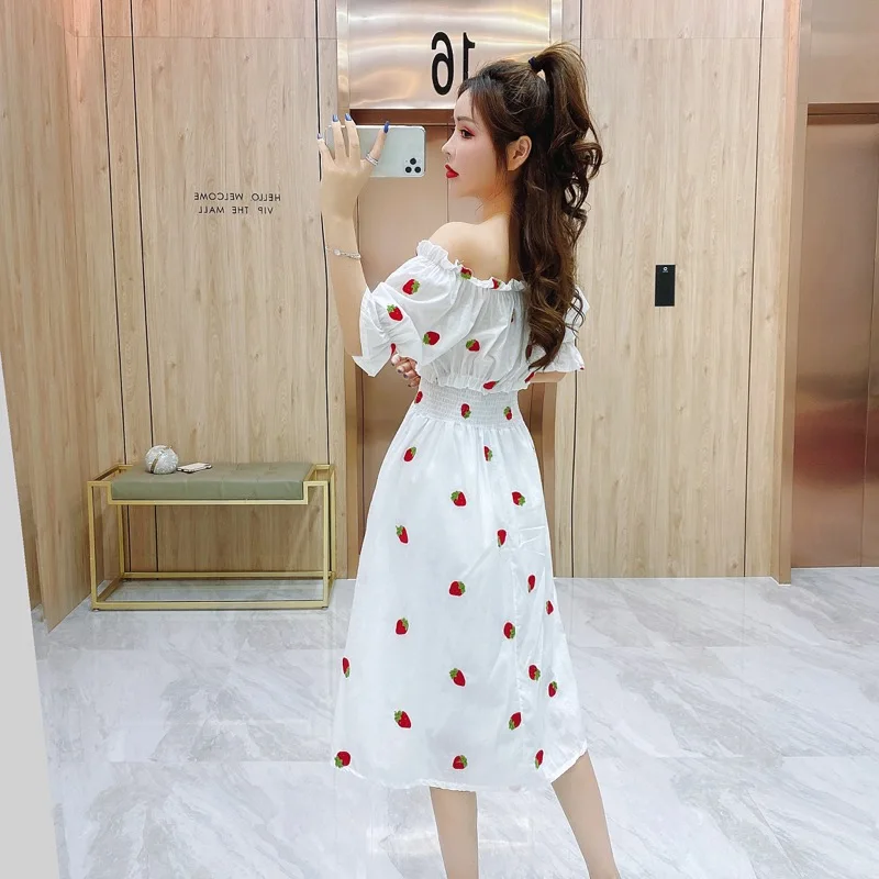 Женское платье с открытыми плечами SINGRAIN корейское романтическое вечернее миди