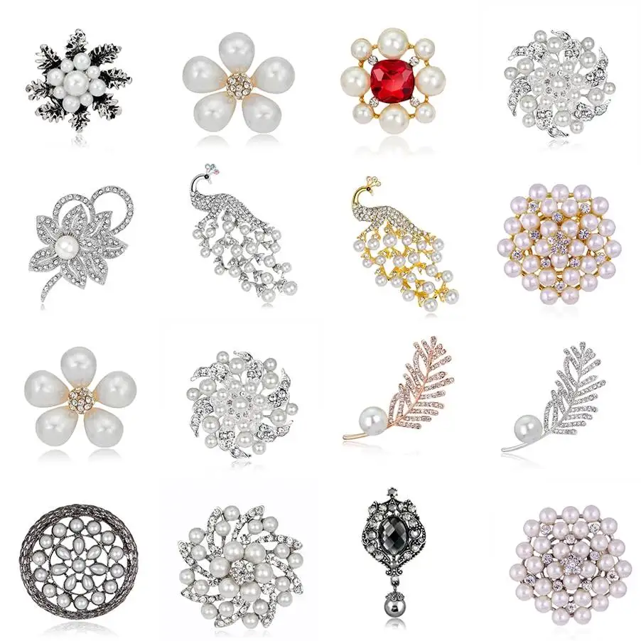 Женские жемчужные броши цветок луна модель нагрудного значка большое серебро