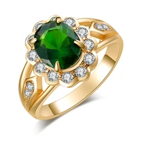 megin d gold plated green stone luxury full zircon crystal vintage boho rings women wedding couple friends gift fashion jewelry