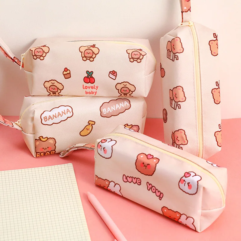 

Kawaii Cartoon Little Bear Pen Pencil Case Bag Canvas School Stationary Makeup Pouch Cosmetics Case