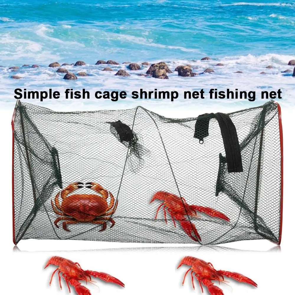 Складная рыболовная сеть на молнии нейлоновая сетчатая ловушка для креветок