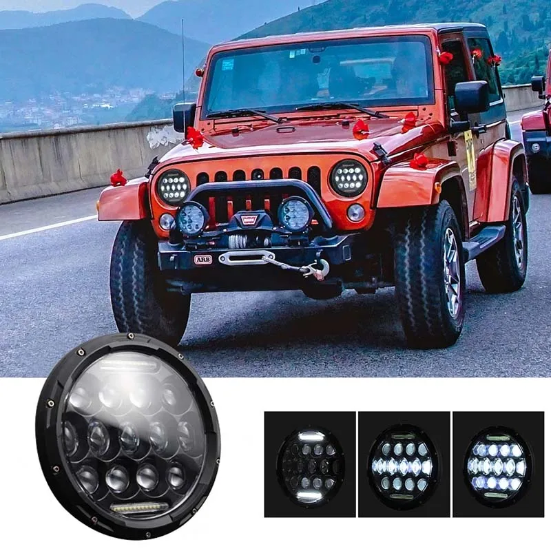 

200W 7 Inches 6000K Car Waterproof IP67 LED Headlight Bulb Lamp Angle Eye For Wrangler Durable, Easy to Install Bright Ligh
