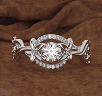 new popular jewelry gold plated flower zircon ring engagement wedding anniversary gift