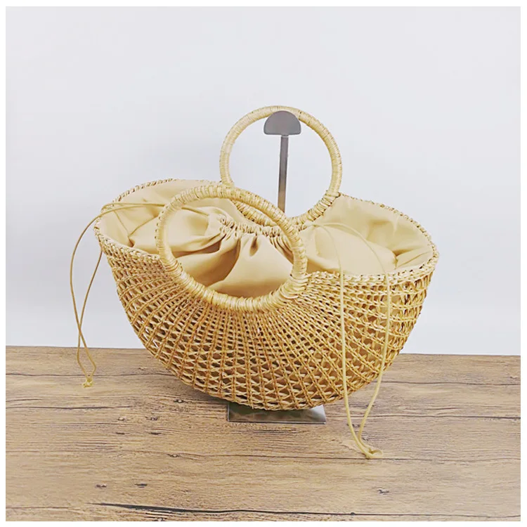 Летняя Соломенная Сумка для женщин ажурный полукруглый плетеный саквояж из