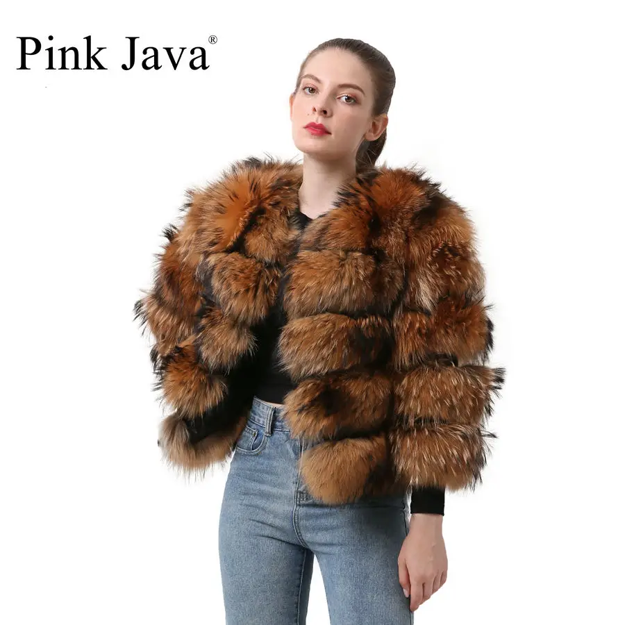 Розовый Java QC19102 Новое поступление Лидер продаж женские пальто с мехом из