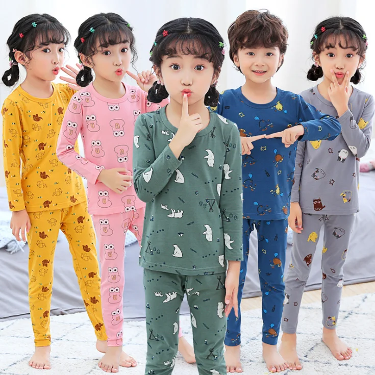 

2-12 Years Boys girls animal pyjamas cotton Winter nightwear pijamas kids clothing Set Dinosaur pajamas baby sleepwear pajamas