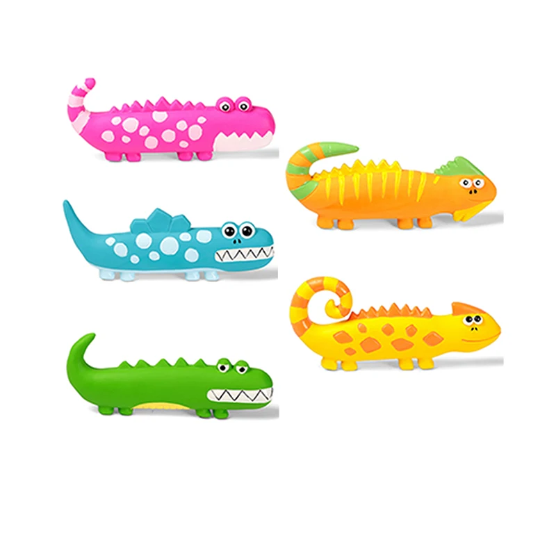 

Dog Toy Thick Walled Natural Rubber Squeaky Toy Lizard Crocodile Interactive Q-MONSTER Pet Toy