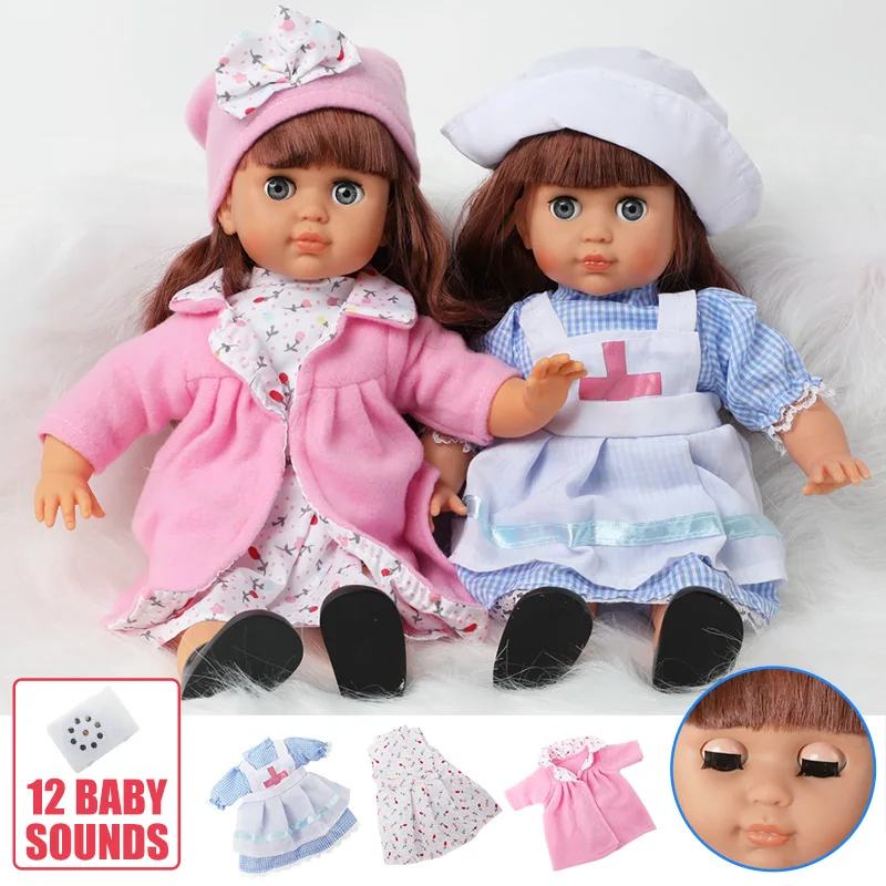 

14 inch Bebe reborn doll sound kids toys 36cm Simulation soft Silicone lifelike fashion dress Baby Doll gifts for Toys girls