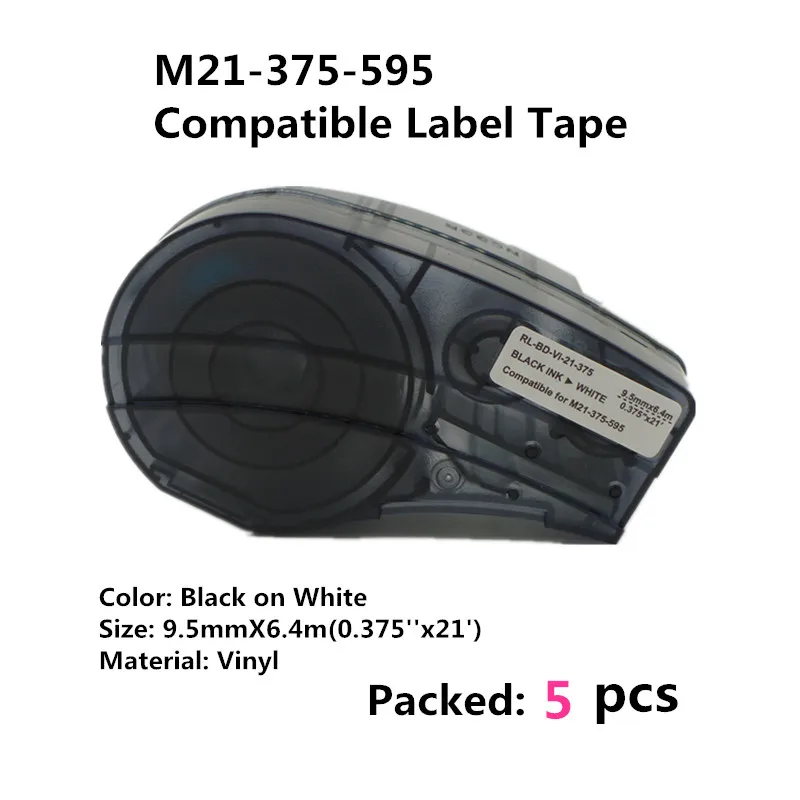 Etiqueta de Vinil Idpal e Labpal Impressora de Etiquetas Cartucho de Fita para Uso em Bmp21-plus Novo Fita M21-375-595 Bmp Laboratório 5 Pçs M21-500-595