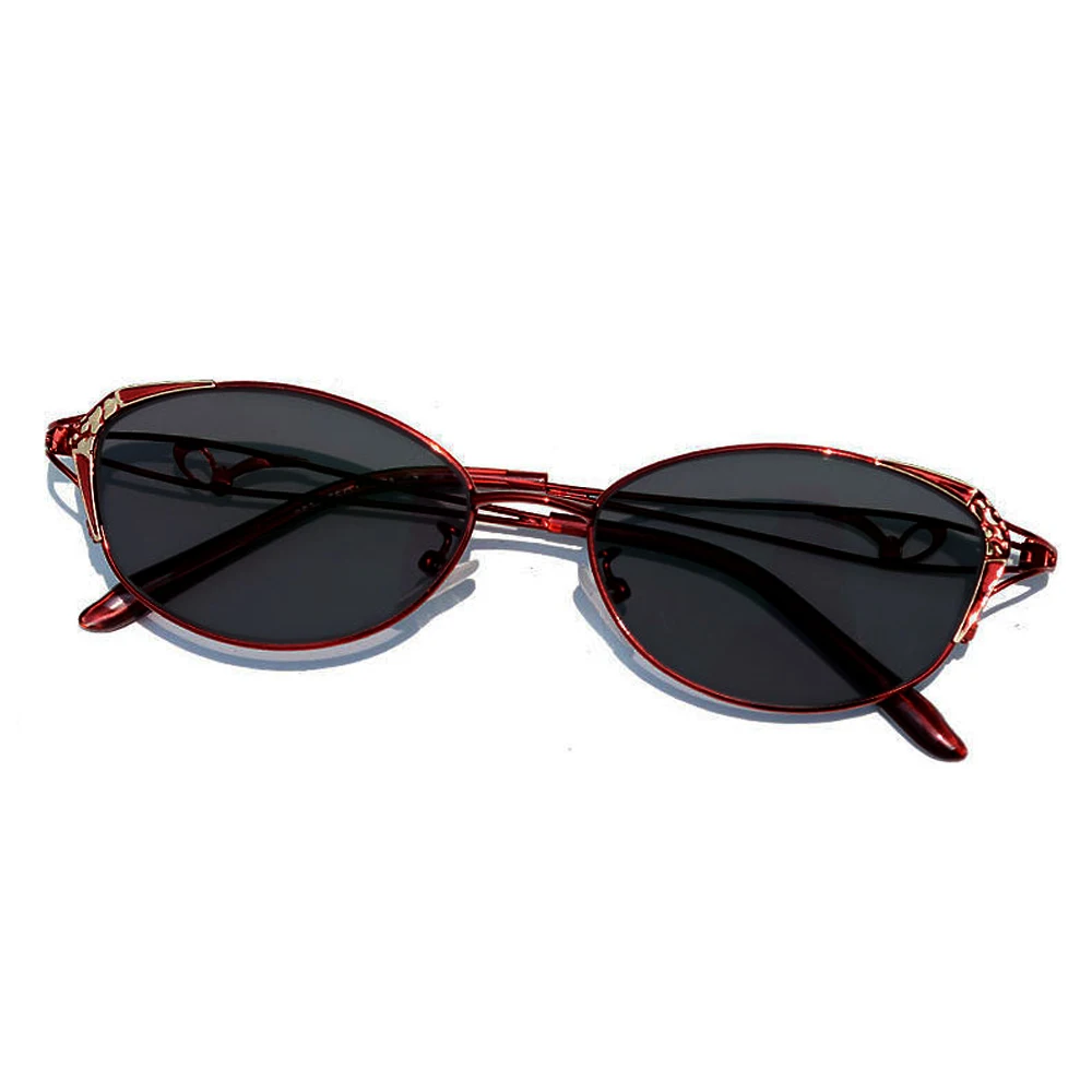 Женские фотохромные очки для чтения овальные в металлической оправе серого