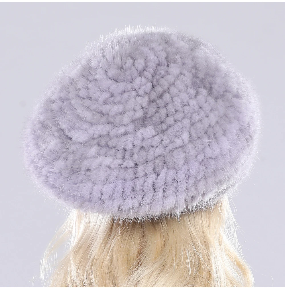 Hot Sale Russia Women Winter Real Mink Fur Berets Hat Hand Knitted Real Natural Mink Fur Cap Lady Luxury Real Mink Fur Hats