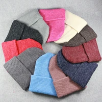 mens and womens spring knitted hats korean rabbit fur solid color windproof warm casual wool hat variety of colorful hats