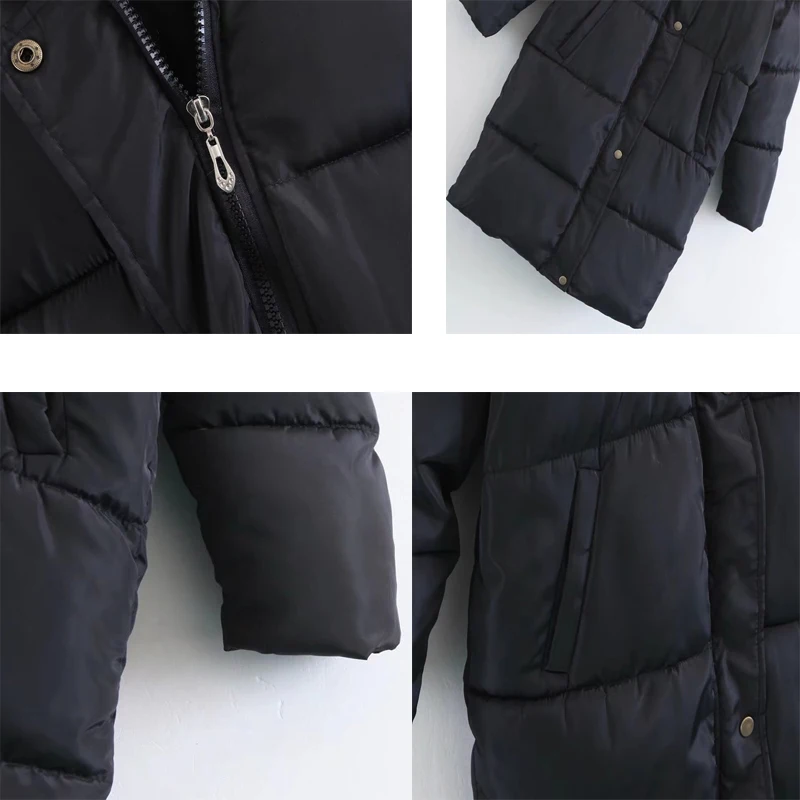 Зимняя женская хлопковая куртка средней длины мятно-зеленого цвета в