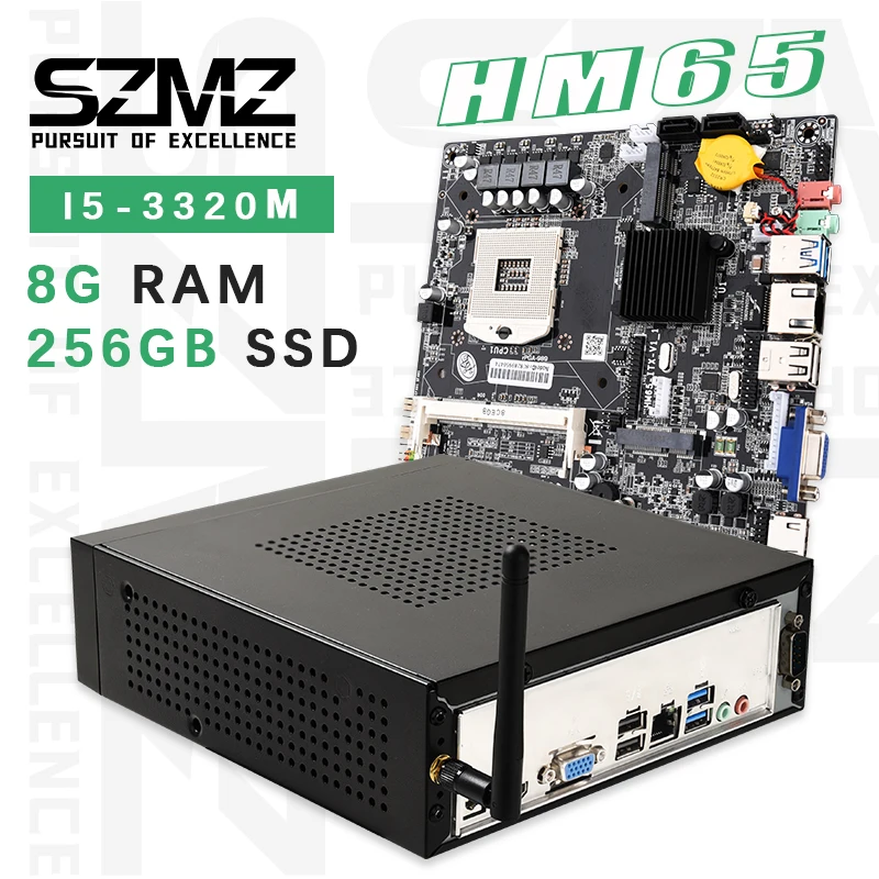 

SZMZ Mini PC Computer Core I5 3320M 8G 128GB 256GB SSD Windows 10 Desktop Gaming PC HD 4K 60Hz HDMI VGA WiFi Gigabit Ethernet