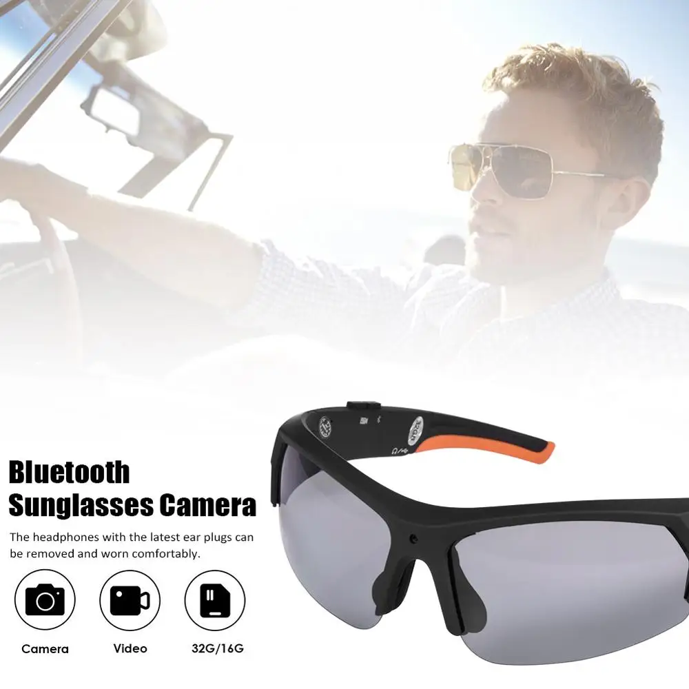 Bluetooth Sunglasses Camera Portable Sports Camera 1080P HD Video Recorder Glasses Headset For Outdoor Climbing Riding