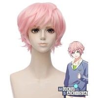 hairjoy muku sakisa cosplay wig synthetic hair layered short curly red black blue grey pink wigs
