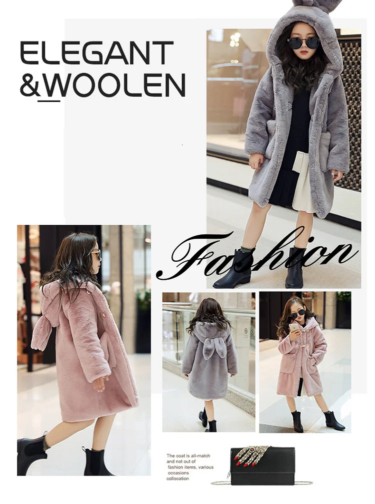 30 degrees Children Baby girl clothing Winter Thicken Parka Kids Faux Fur Hooded Coat Plus velvet Jackets clothes snowsuit