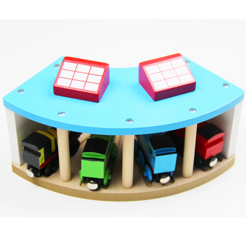 Деревянный поезд станция автомобиля игрушечный гараж Магнитный игровые