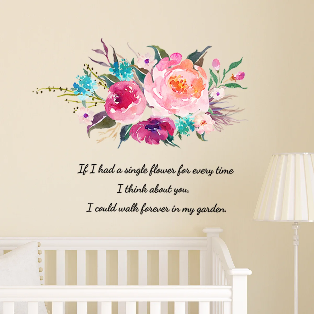 

Watercolor Floral Wall Stickers Inspirational Art Wallpaper Self Adhesive Film For Girls Room Living Room Decoration Accessories