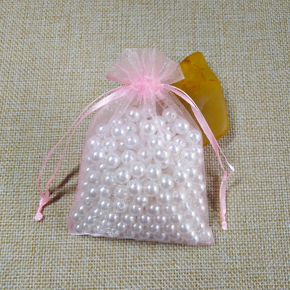 Pink 50 шт. сумка для ювелирных изделий 7x9 9X12 10x15 13x18 см, упаковка для украшения свадебной вечеринки, подарочные сумки из органзы, упаковка для ювелирных изделий - Цвет: Pink