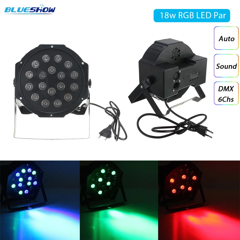 DJ светодиодный Par 18 Вт RGB светильник для мытья диско плоский Светильник s