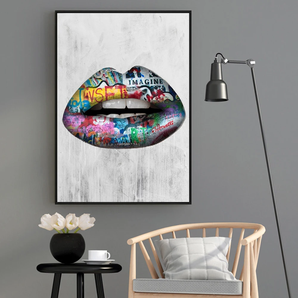 

Graffiti Art Abstract Sexy Lips Wall Art Paintings Print On Canvas Posters And Prints Canvas Prints Art Pictures for Home Decor