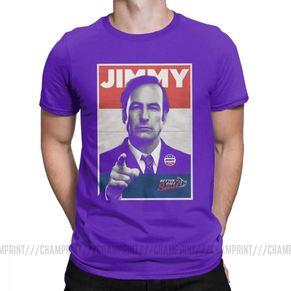 Мужские футболки с надписью «Vote Jimmy The Lawyers Better Call Saul», футболки с коротким рукавом для сериала Goodman, футболки из чистого хлопка - Цвет: Фиолетовый