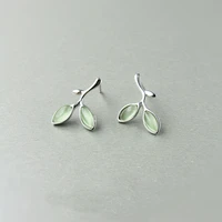reeti geometric circle green leaves earrings 925 sterling silver earrings for women statement jewelry brincos pendientes bijoux