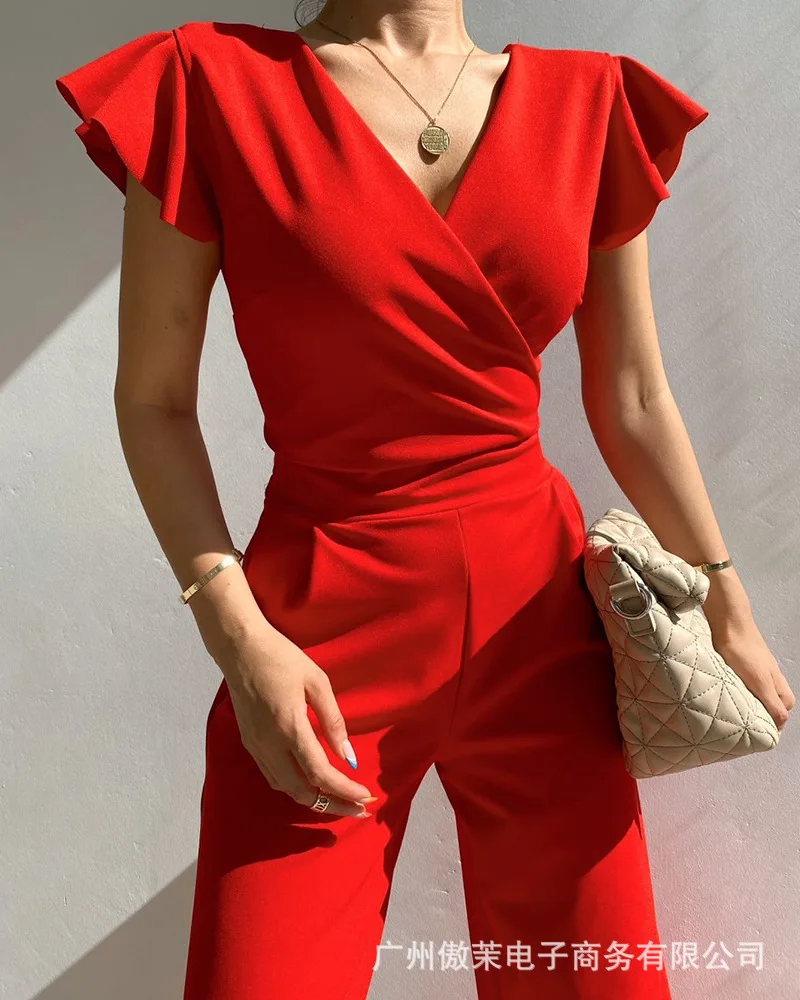 

Women's new style ruffled waist jumpsuit temperament commuter women's jumpsuit trousers