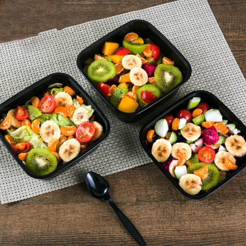 25 шт. американский стиль черный прозрачный пластиковый Ланч бокс одноразовая