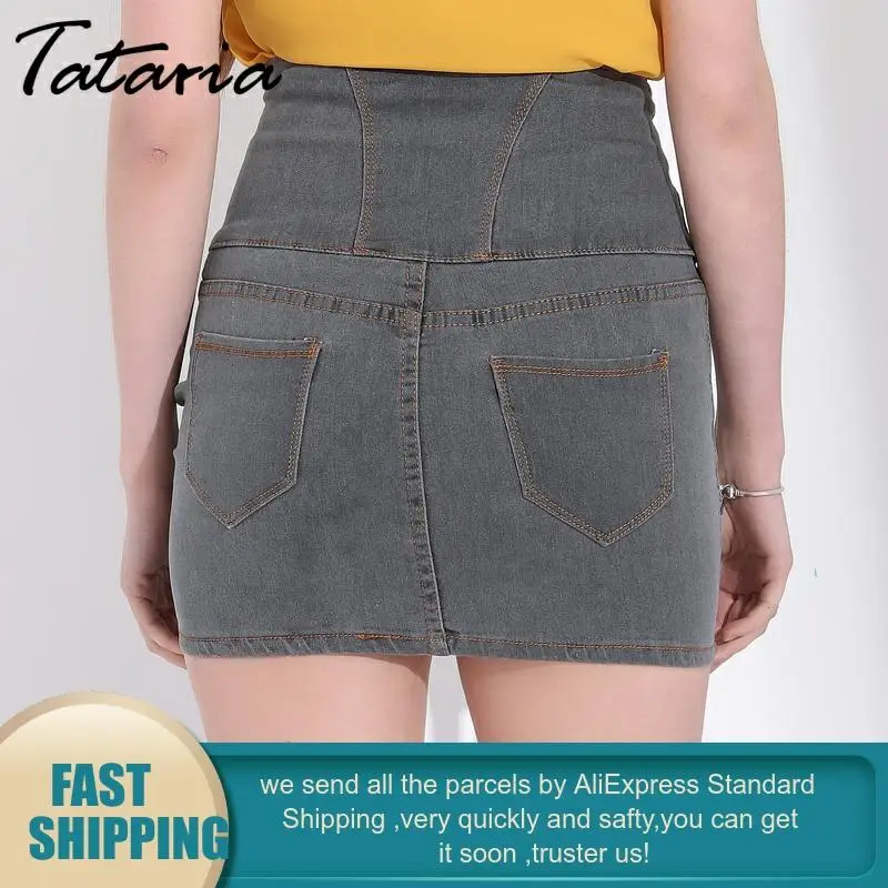 TATARIA размера плюс джинсовые юбки для женщин облегающая летняя юбка карандаш