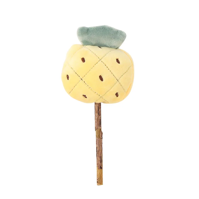

New Pet Products Kitty Cute Doll Fruit Shape Pineapple Silvervine Funny Cat Stick Toy Wooden Puppy Molar Stick Dog Accessories