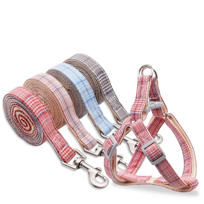 

Stylish Plaid Dog Harness With Leash Set Adjustable Puppy Kitten Collars Small Medium Dog Cat Vest Collar Pet Supplies