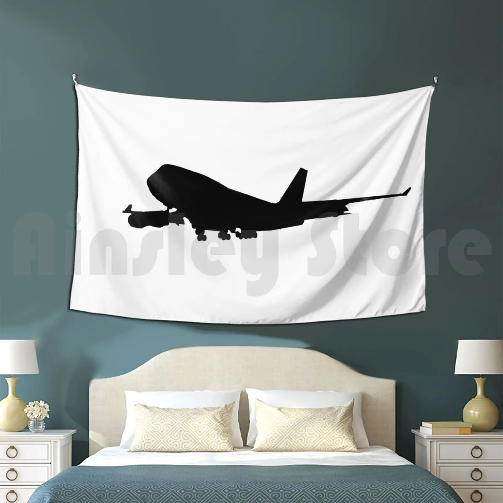 Boeing 747 Shadow Tapestry Living Room Bedroom Airplane Aviation Flying Flight Thewingedllama Travel |