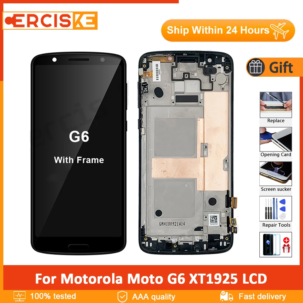 

Сенсорный экран 5,7 дюйма для Motorola Moto G6 XT1925, ЖК-дисплей с дигитайзером в сборе, детали с рамкой для Moto G6, сменный дисплей