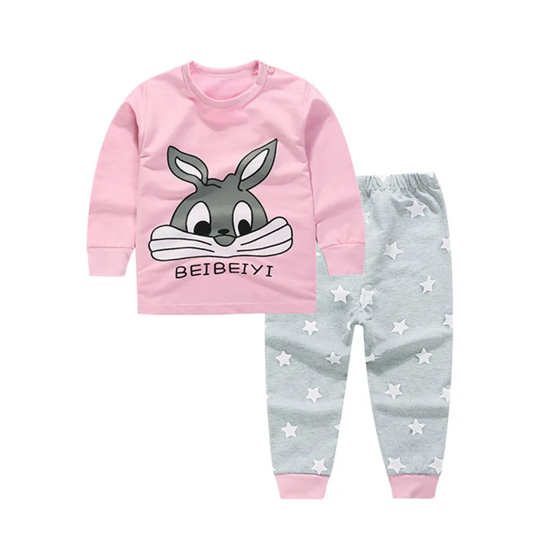 

2020 3M-4Y Baby Boy Girls Clothing Set Cartoon Cotton Newborn Baby Clothes Long Sleeve T-Shirts+Pants Unisex Children Clothing