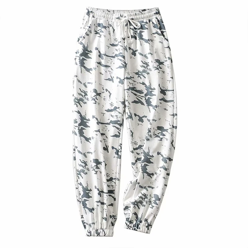 

White Camouflage Sports Pants Women Cargo Pants Casual Loose Korean Style White Sweatpants Autumn Fashion Sexy Cool Outwear