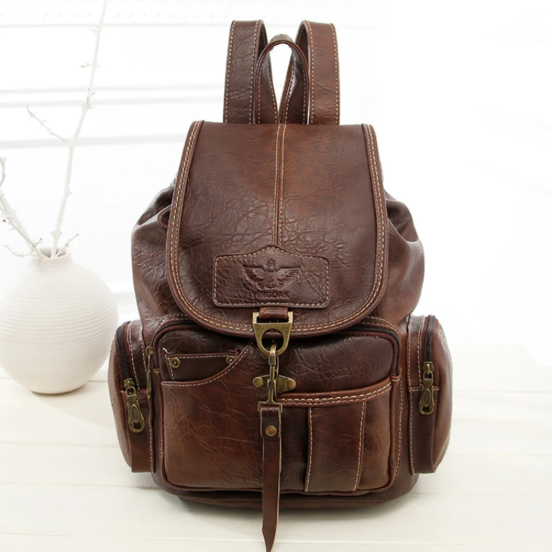 

Classical Vintage - 2021 Luxury Women Backpacks PU Leather Women Backpack High Quality Ladies Casual Travel Bag Girl Schoolbag